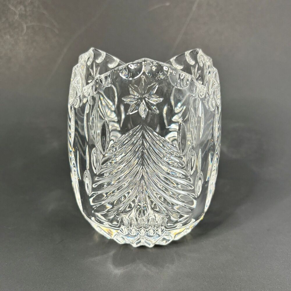 Mikasa Vintage Lead Crystal Christmas Votive Candle Holder West Germany Holiday
